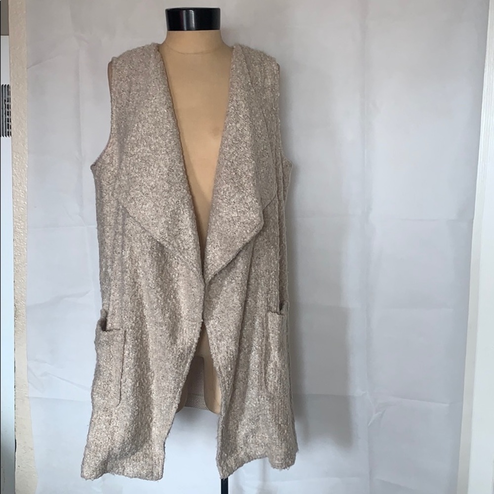 MOD Drape Oatmeal Sweater Open Cardigan Size Small